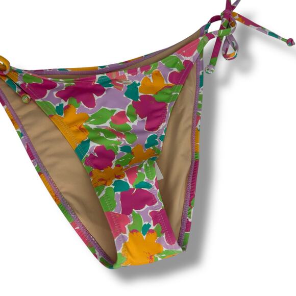 NEW Cotton On Cheeky Bikini Bottoms Large Pink Floral Brazilian Skimpy Swim NWT - Picture 6 of 13